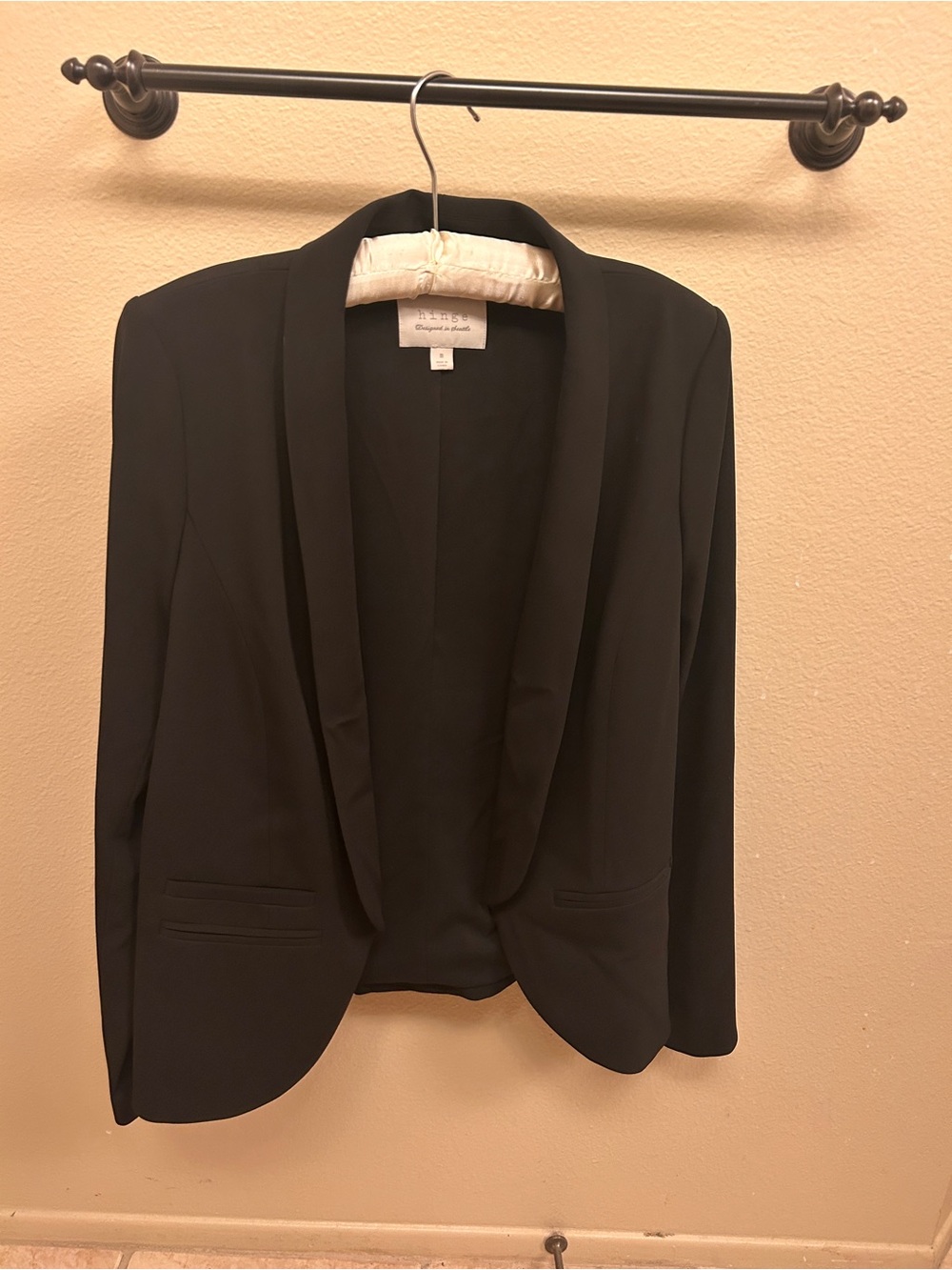 hinge Black Open-Front Draped Blazer